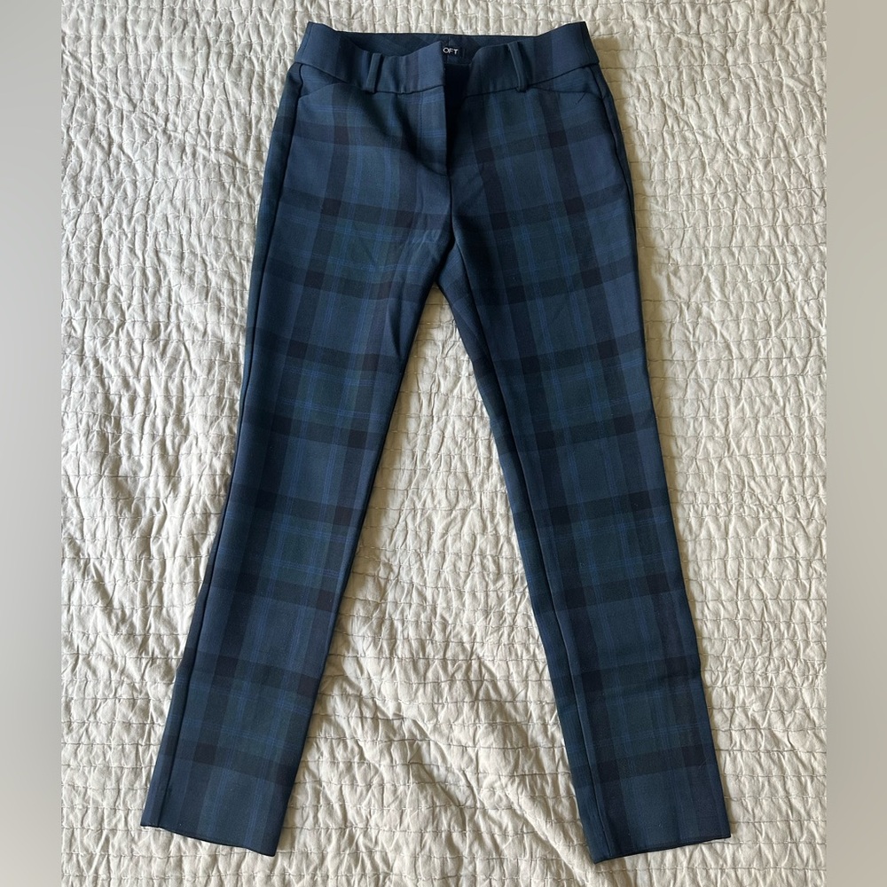 Slim Fit Plaid Dress Pants - Navy/Black